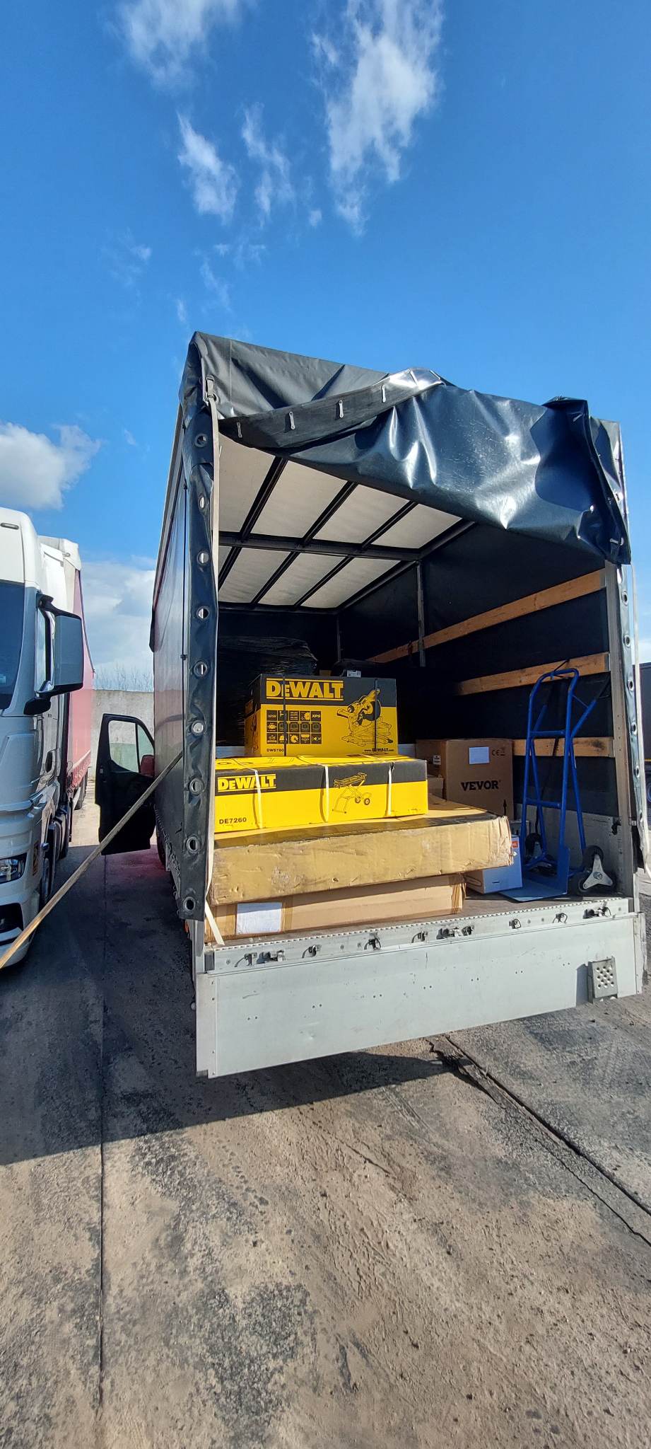 Tools loaded on a truck